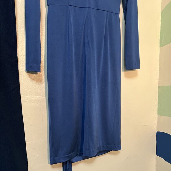 Eliza J Long Sleeve Faux Wrap Knit Dress Blue size 8 - Picture 6 of 8
